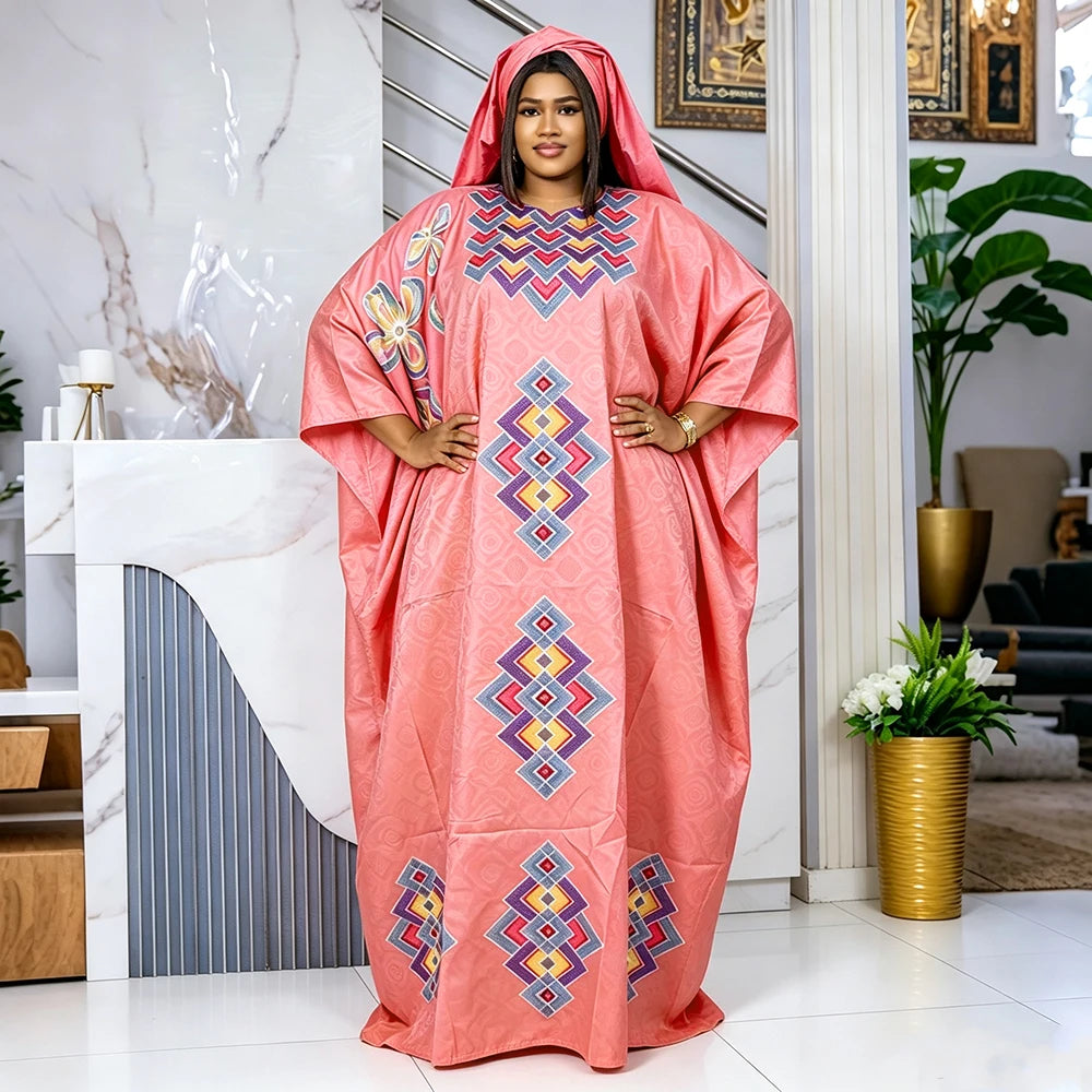 African Dresses for Women Traditional Evening Gown Plus Size Wedding Party Clothing Luxury Bazin Riche Embroidery Robe