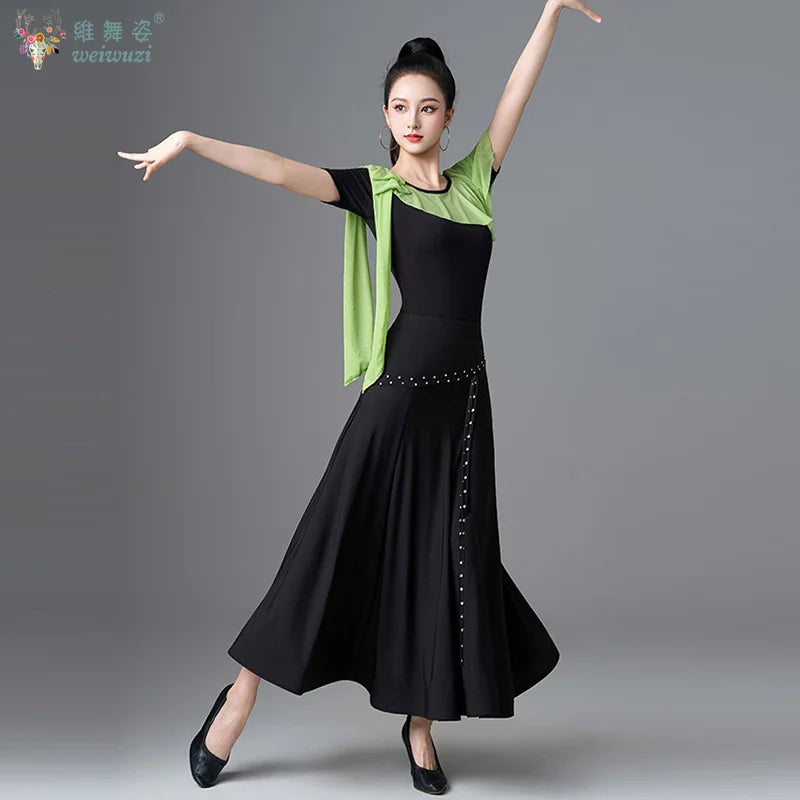 Ballroom Dance Dresses for Women Competition Waltz Dress Clothes Standard Social Modern Dancewear Costumes Large Swing Dress