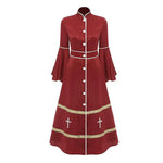 Load image into Gallery viewer, Women Stand Collar Long Sleeve Buttons Church Clergy Robe Gown Dress Priest Costume Robes