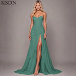 Load image into Gallery viewer, Elegant Women Evening Dresses for Women Luxury Chiffon Chapel Train Gowns Side Slit Sleeveless Wedding Long Dress Vestidos