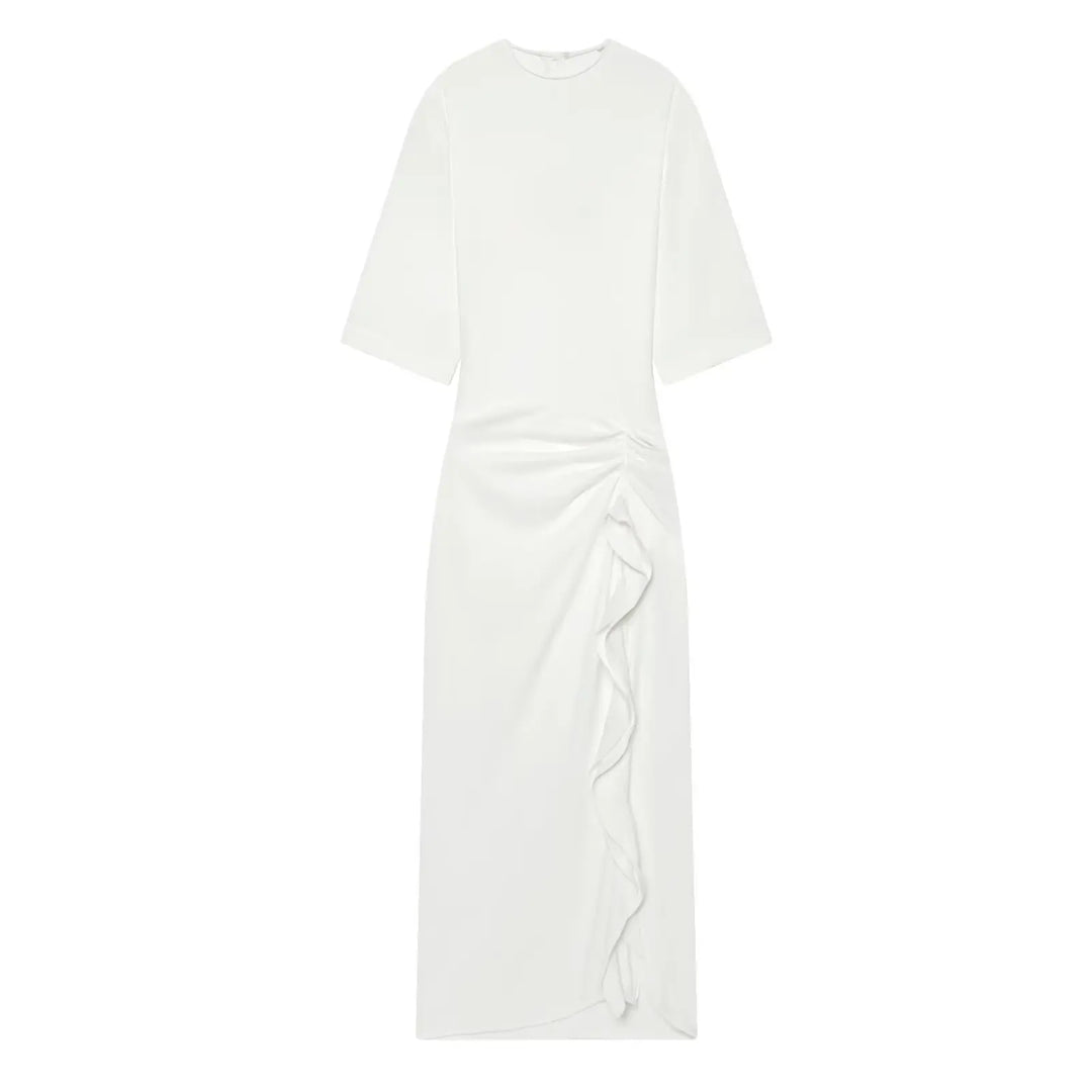 Women's Dress New Pleated Slit Midi Dress Spring Sexy Elegant Women's Long Dress