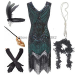 Load image into Gallery viewer, Women's 1920s Costume Vintage Sequin Full Fringed Deco Inspired Flapper Cosplay Dress Roaring 20s Great Gatsby Dress Vestidos