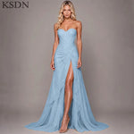 Load image into Gallery viewer, Elegant Women Evening Dresses for Women Luxury Chiffon Chapel Train Gowns Side Slit Sleeveless Wedding Long Dress Vestidos