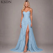 Elegant Women Evening Dresses for Women Luxury Chiffon Chapel Train Gowns Side Slit Sleeveless Wedding Long Dress Vestidos