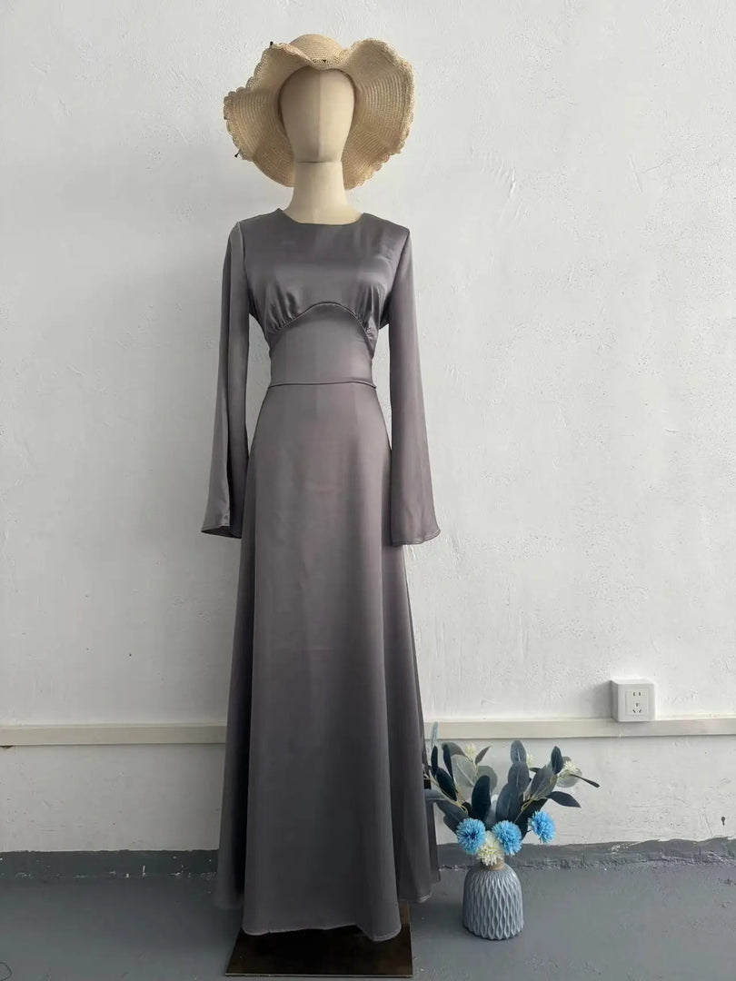 Elegant Evening Dresses For Women 2025 Summer Fashion New O Neck Long Sleeve Slim Waist-hugging Straps Robe Female Party Vestido