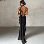 Load image into Gallery viewer, Womens Elegant Evening Party Cocktail Long Dress Sexy Backless Open Back Ruched Slim Bodycon Formal Wedding Guest Maxi Dress