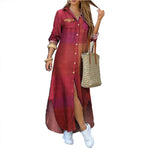 Load image into Gallery viewer, Women Dresses Fashion Sexy Single-breasted Dress Loose Lapel Casual Women's Clothing  Literary Printing Long Shirt Skirt