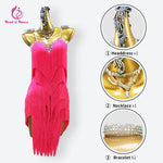 Load image into Gallery viewer, Women's Evening Dress Latin Dance Costume Party Competition Adult Prom Girls Stage Fringed Outfits Sport Suit practice Dancewear