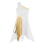 Load image into Gallery viewer, Women Church Choir Worship Praise Dress Modern Lyrical Dance Performance Costume One Shoulder Irregular Hem Dresses Dancewear