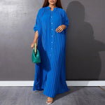 Load image into Gallery viewer, Women Eid Muslim Dresses Stand Collar Single Breasted Dubai Arab Vestidos Ramadan Casual Loose Kaftan Dress Solid Pleated