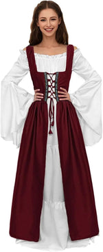 Load image into Gallery viewer, Women Medieval Dress Ren Faire Costume Renaissance Outfit  Dress Halloween Costume for Women