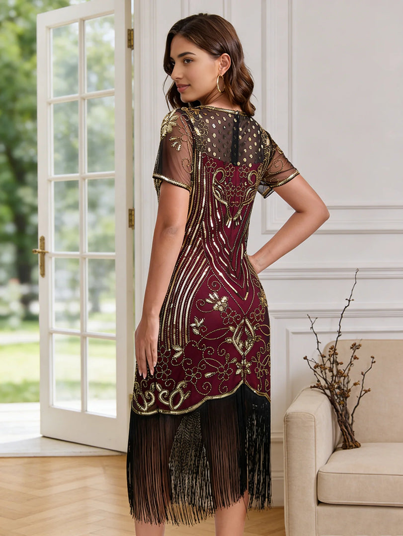 Women's Flapper Dresses 1920s for Women Great Gatsby Sequin Fringed Roaring 20s Cocktail Dress