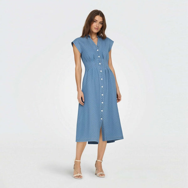 2025 New Women Dress V Neck High Waisted Spring Summer Commuting Female Flying Sleeve Girdling Pleated Casual Long Dress