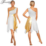 Load image into Gallery viewer, Women Church Choir Worship Praise Dress Modern Lyrical Dance Performance Costume One Shoulder Irregular Hem Dresses Dancewear