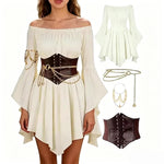 Load image into Gallery viewer, Women's Dress Vintage European-Style Off-The-Shoulder Bell-Sleeve Medieval Renaissance Court-Style Dresses Halloween Costume