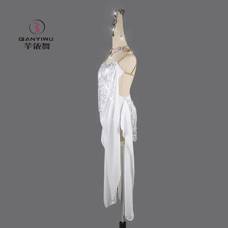 Dress For Dancing Sports Costume Women Latin Practice Dancewear Party Skirt Line Suit Competition Girl Stage Clothes Female Prom