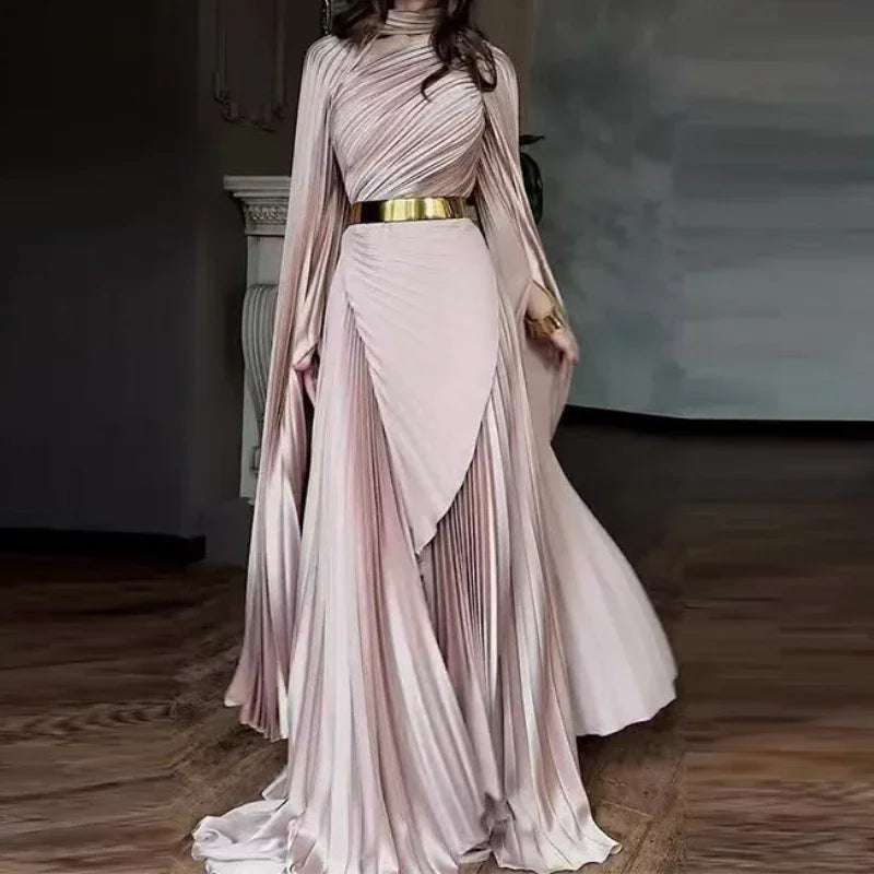 Elegant Party Dress for Women Temperament Fashion 2025 Fall Winter New Batwing Sleeve Shawl Split Vestidos Evening Long Dresses