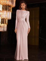 Load image into Gallery viewer, Women's Elegant Wedding Party Dress Female Clothing O-neck Long Sleeve Ruched High Waist Bodycon Long Maxi Evening Prom Dresses