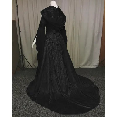 Women's medieval retro style wedding dress 8-color hooded waist dress cosplay