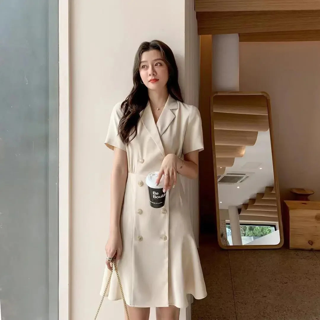 Black Female Dresses 2025 Blazer Apricot Women's Dress Clothing Formal Occasion Xxl Summer New Features of X Y2k Vintage Loose G