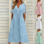 Load image into Gallery viewer, New women's dress, with slits and open V-neck, lace ruffles, elegant mid-length women's casual party dress