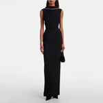 Load image into Gallery viewer, Black Evening Gown For Women Sheath Saudi Dress Floor Length Formal Party Dress Sleeveless Beading Prom Dress