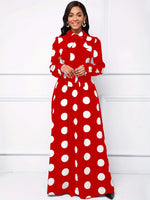 Load image into Gallery viewer, Casual Dresses Elegant Women Long Dress Sleeve Female Robe Bow Knot Polka Dots Girl's Vestidos Lady's Maxi Dresses