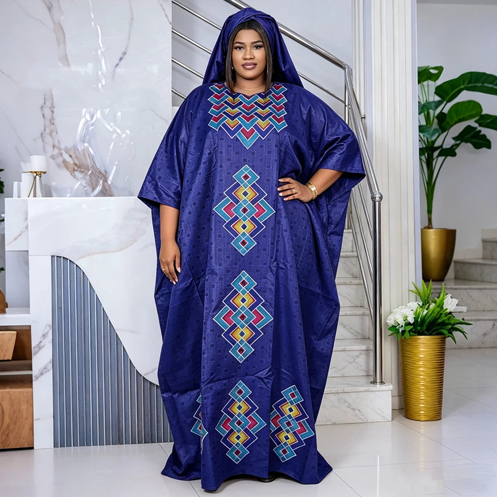 African Dresses for Women Traditional Evening Gown Plus Size Wedding Party Clothing Luxury Bazin Riche Embroidery Robe