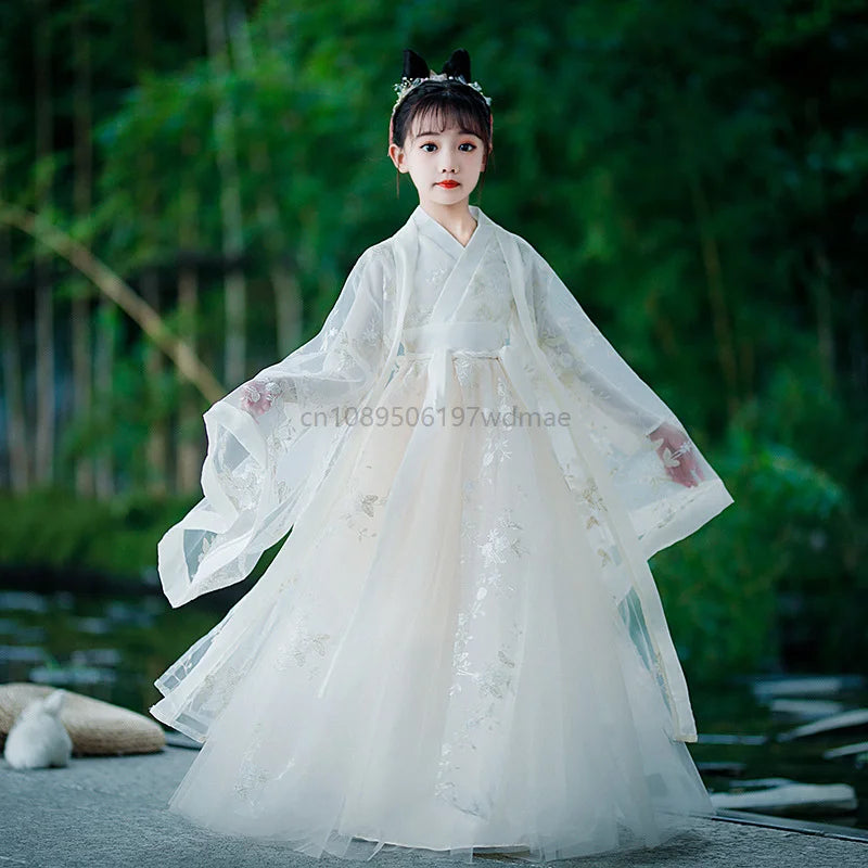 Hanfu Dress Traditional Chinese Cloth Outfit Ancient Folk Dance Stage Costumes Oriental Children Girls Fairy Princess Cosplay