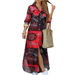 Load image into Gallery viewer, Women Dresses Fashion Sexy Single-breasted Dress Loose Lapel Casual Women's Clothing  Literary Printing Long Shirt Skirt
