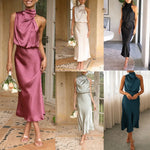 Load image into Gallery viewer, Women Long Dress 2024 Fashion Solid Summer Sleeveless Long Dresses For Female Elegent Lady Party Evening Slim Dresses