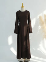 Load image into Gallery viewer, Muslim Women Dubai Traditional Abaya Dress Solid Back Strap Fitted Waist Long Dresses Kaftan Prayer Robe Femme Islamic Clothing