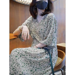 Load image into Gallery viewer, Floral Dress for Women Spring New Style 7-quarter Sleeves Chic Loose Slim Print Skirt Mid-length