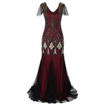 Load image into Gallery viewer, Women's Fashion 1920s Flapper Dress Vintage Great Gatsby Long Evening Prom Sequin Party Dress Women Mesh Costume