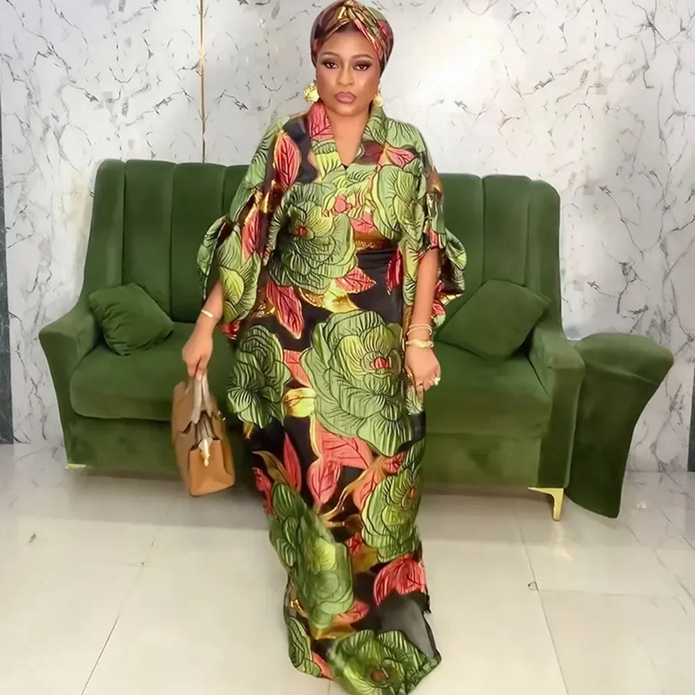 Elegant African Dresses for Women Muslim Fashion Boubou Abayas Robe Dashiki Ankara Lace Outfits Evening Gown Kaftan Maxi Dress
