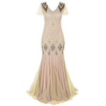 Load image into Gallery viewer, Women's Fashion 1920s Flapper Dress Vintage Great Gatsby Long Evening Prom Sequin Party Dress Women Mesh Costume