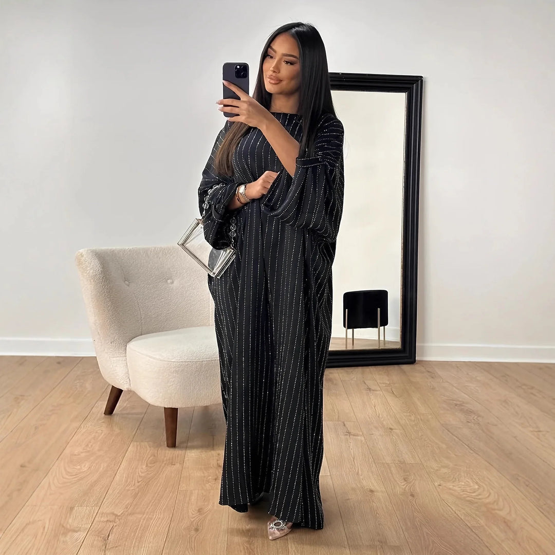 Eid Women Dress Muslim Abaya Dubai Vestidos Party Caftan Rhinestones Jalabiya Ramadan Long Dresses Abayas Arab Kaftan Robe