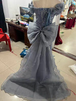 Load image into Gallery viewer, Woman's Dress High Dress Off-Shoulder Blue Evening Dress Light Luxury Niche Mermaid Sequin Host Elegant Party Dresses Vestidos