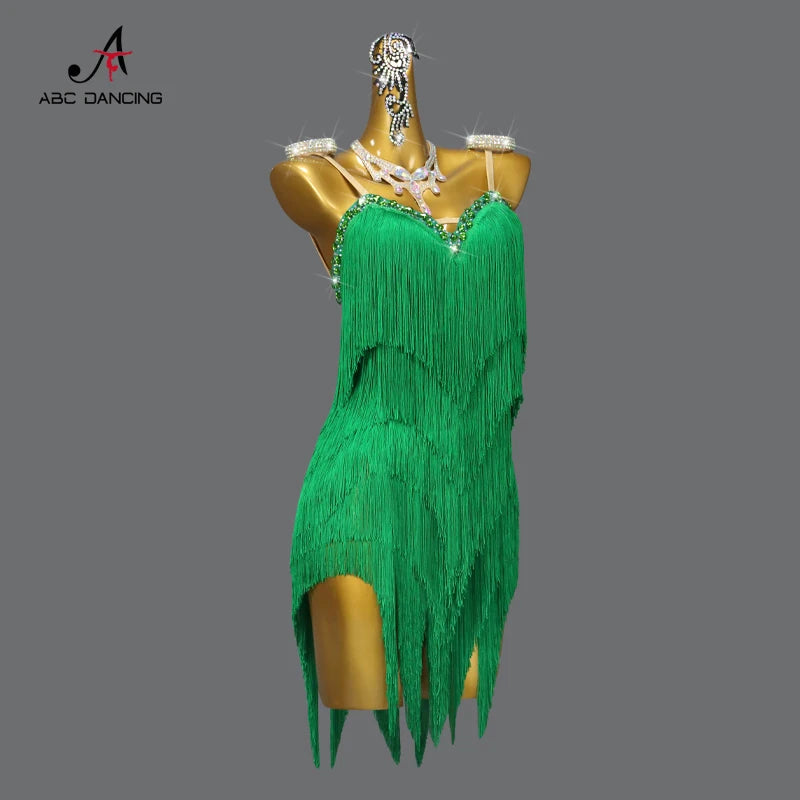 Women's Dress Latin Dance Costumes Girls Clothing Fringed Skirts Stage Ballroom Prom Suit Party Sports Female Samba Evening Wear
