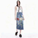 Load image into Gallery viewer, European, American and Spanish original single women's dress with printed elastic splicing light luxury long skirt new product