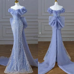 Load image into Gallery viewer, Woman's Dress High Dress Off-Shoulder Blue Evening Dress Light Luxury Niche Mermaid Sequin Host Elegant Party Dresses Vestidos