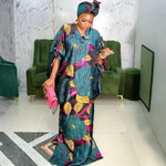 Load image into Gallery viewer, Elegant African Dresses for Women Muslim Fashion Boubou Abayas Robe Dashiki Ankara Lace Outfits Evening Gown Kaftan Maxi Dress