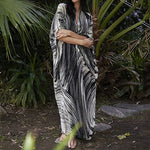 Load image into Gallery viewer, Women's Dress Fashion Beach Vacation Striped Printed Robe 2023 Summer New Casual Vintage Loose Waist V-Neck Long Dresses Female