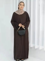 Load image into Gallery viewer, Eid Islamic Modest Dress for Women Abaya Lace-up Sleeve Morocco Casual Ramadan Vestidos Prayer Kaftan Dubai Muslim Long Robe