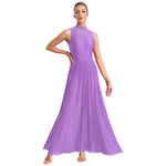 Load image into Gallery viewer, Women Lyrical Dance Dress Halter Glittery Rhinestones Patchwork Irregular Mesh Ruffled Hem Dress for Dance Classes Competition