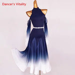 Load image into Gallery viewer, Modern Dance Dress Stand-Up Collar Mesh Sleeve Long Skirt Performance Clothing High-End Custom Child Woman Competition Clothes