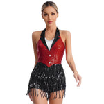 Load image into Gallery viewer, Women Modern Dance Dress Performance Costume Shiny Sequins Sleeveless Latin Jazz Tango Salsa Dance Leotard Bodysuit Dress Outfit