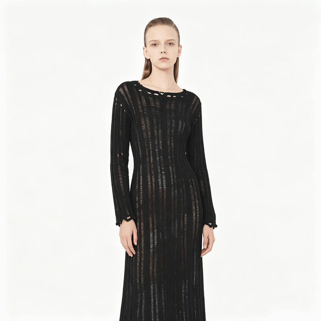 European, American and Spanish original single women's dress with printed elastic splicing light luxury long skirt new product