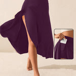 Load image into Gallery viewer, European and American women's dress with irregular temperament, elegant and fashionable solid color skirt