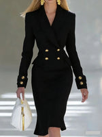Load image into Gallery viewer, Women Elegant Blazer Dress Spring New Elegant Double Breasted Long Sleeve Dress Office Business Cocktail Party Formal Occasions